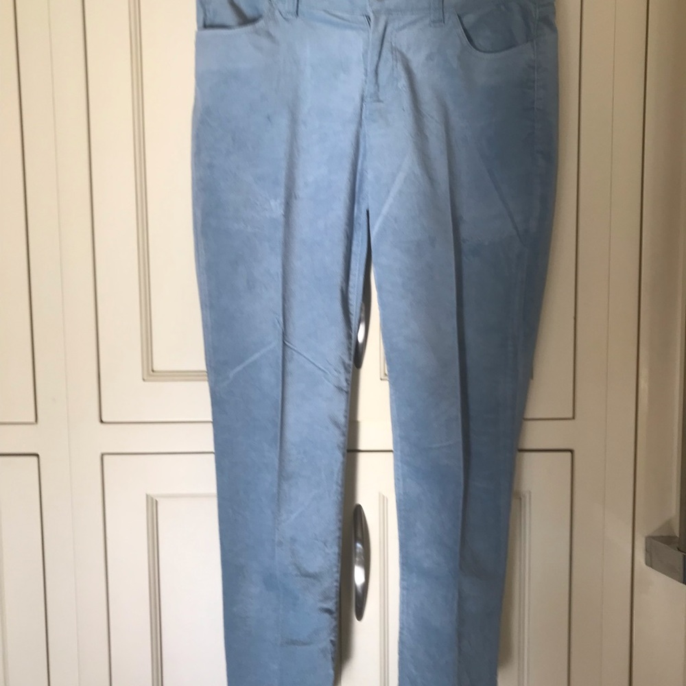 Talbots straight leg velveteen light blue pants size 6P. 98% cotton, 2% spandex